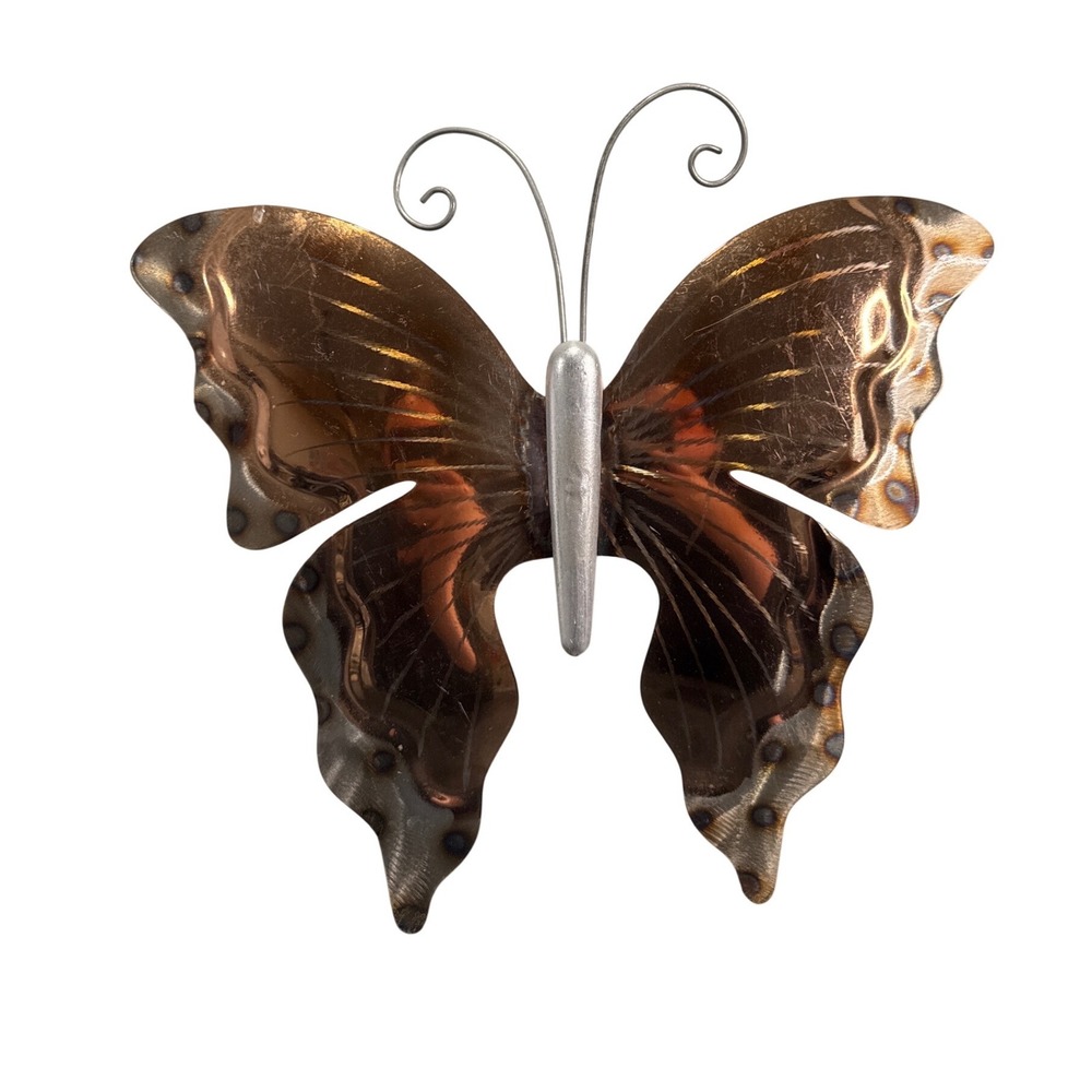 Vintage Metal Butterfly Wall Art Sculpture Copper Bronze Home Decor